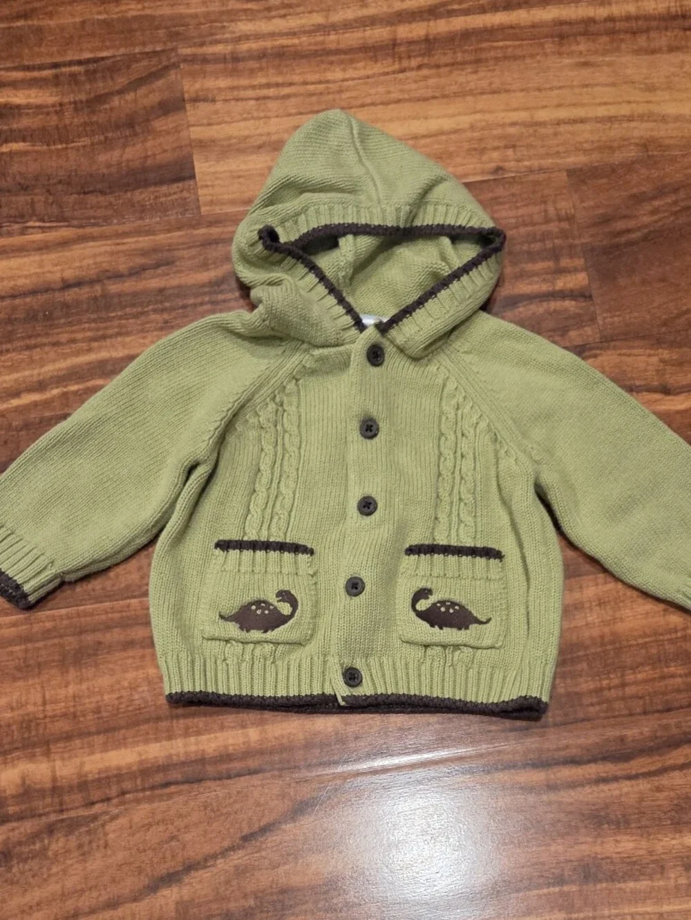 Gymboree EUC 6-12 Months Green Hooded Dino Sweater and Brown Corduroy Pants